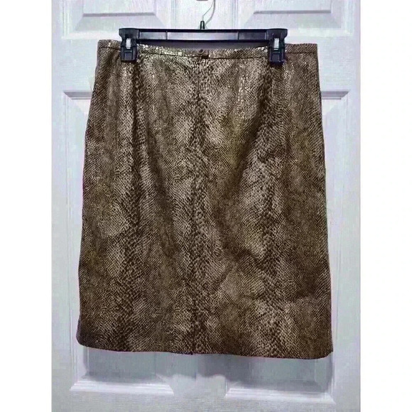 Harve Benard Vintage Faux Brown Snake Skin Pencil Skirt NWOT Lined Size 14‎ - Picture 3 of 5